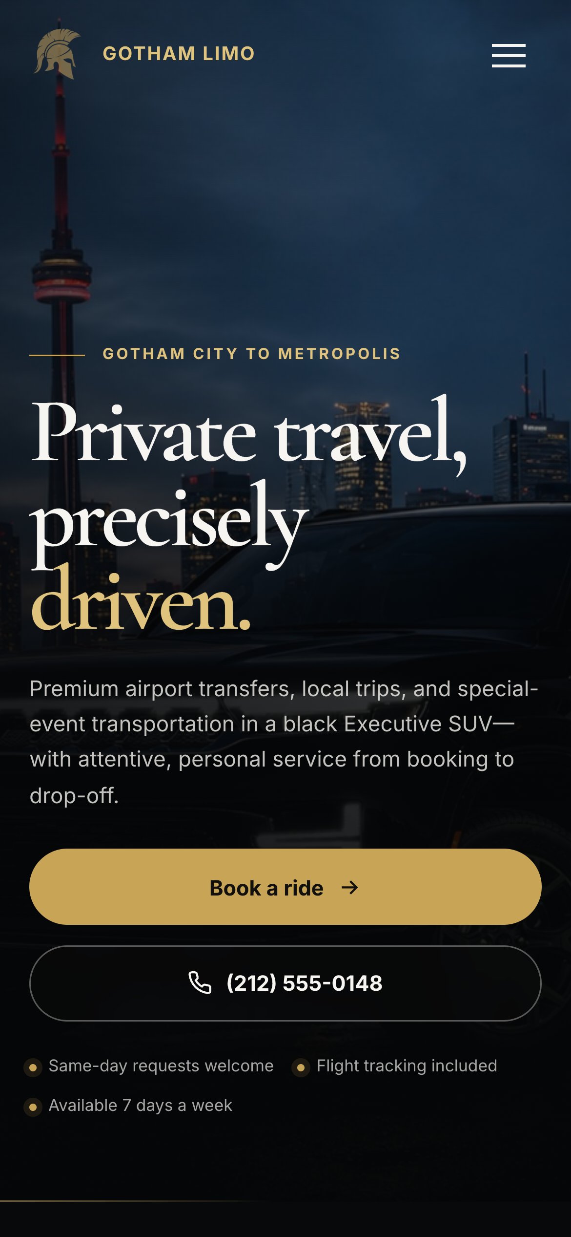 Marketing site on mobile